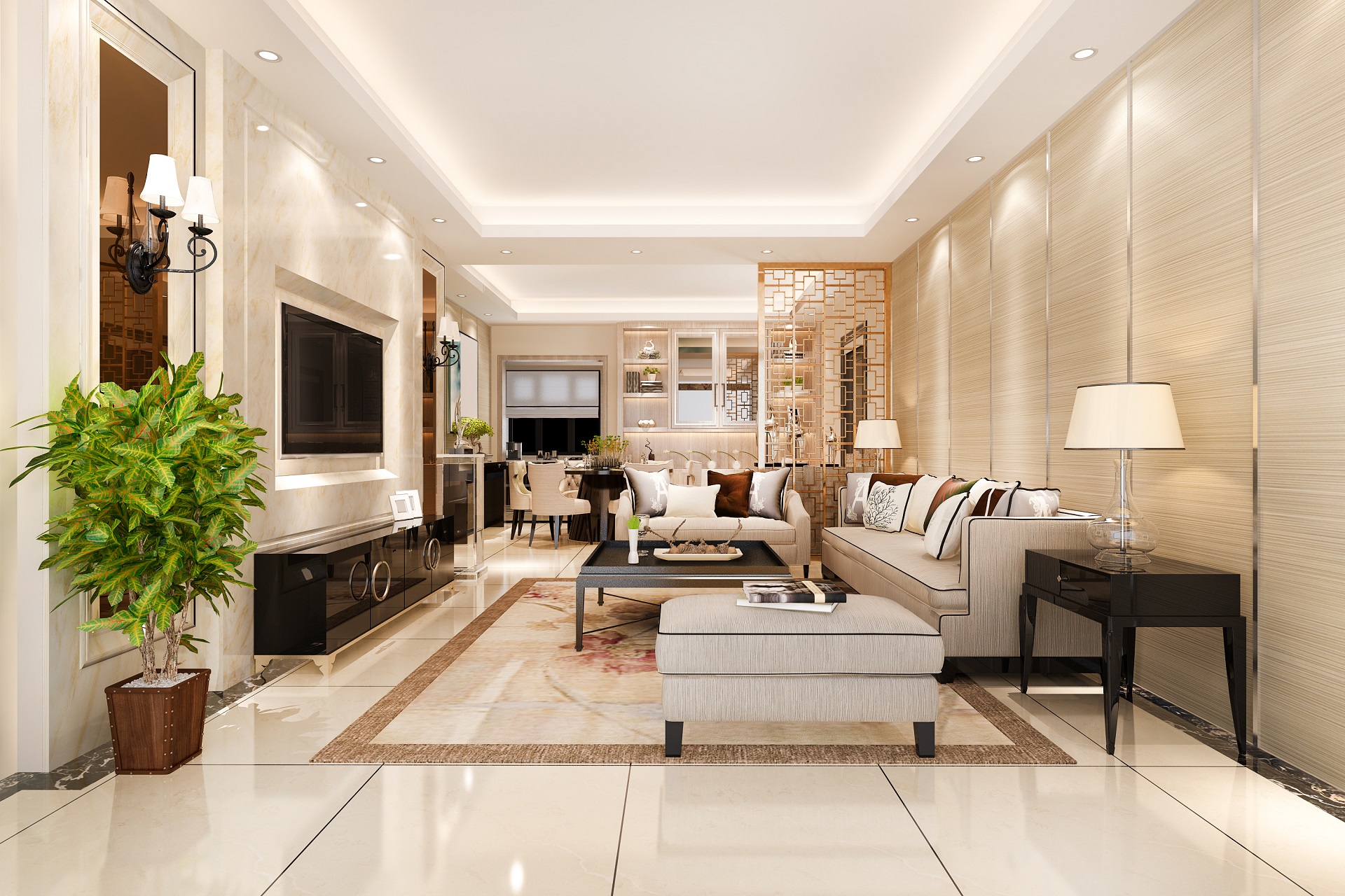 3D Rendering Living Room - ExpertHomeBuildersTexas